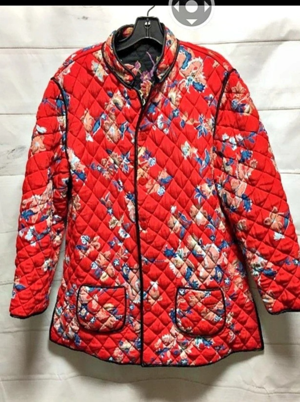Desigual Floral Quilted (reversible) Puffer Jacket in Red & Black Like New